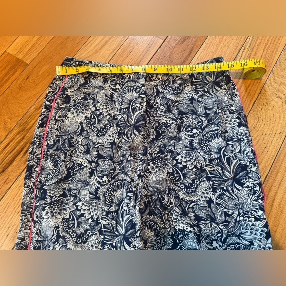 Sandro Paris Blue Floral Pants Viscose High Rise Ankle Pockets Women’s Sz 36 - Picture 10 of 13